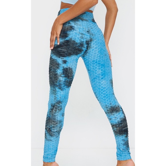 Blue Tie-Dye Scrunch Butt-Lifting Compression High-Waisted Workout Leggings - Picture 2 of 11